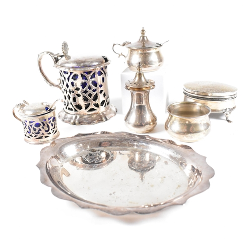 161 - A collection of hallmarked silver and silver plate items. The lot to include a hallmarked silver cru... 