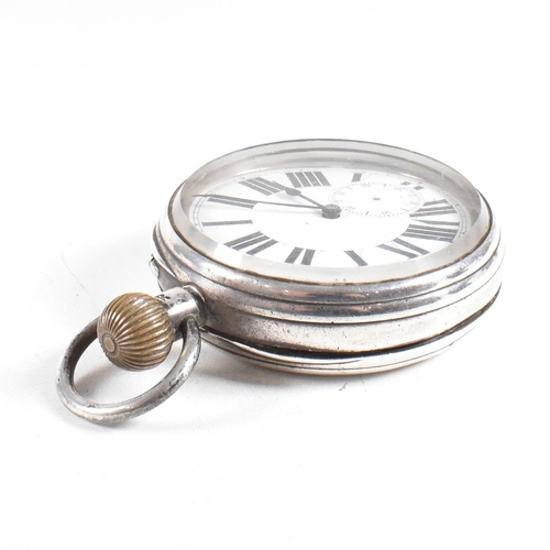 171 - A Victorian hallmarked silver Goliath pocket watch. The watch having a Roman numeral dial face with ... 