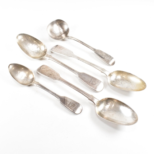 183 - A collection of Victorian hallmarked silver spoons. The spoons to include hallmarked ladle spoon 18c... 