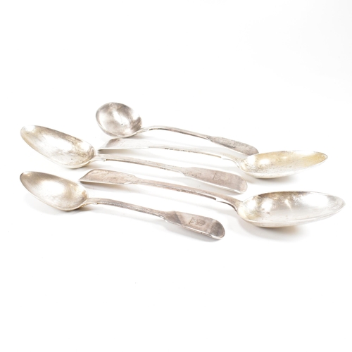 183 - A collection of Victorian hallmarked silver spoons. The spoons to include hallmarked ladle spoon 18c... 