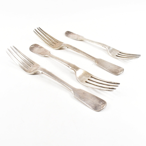 185 - A collection of four hallmarked early Victorian silver forks. One spoon hallmarked London 1839. Make... 