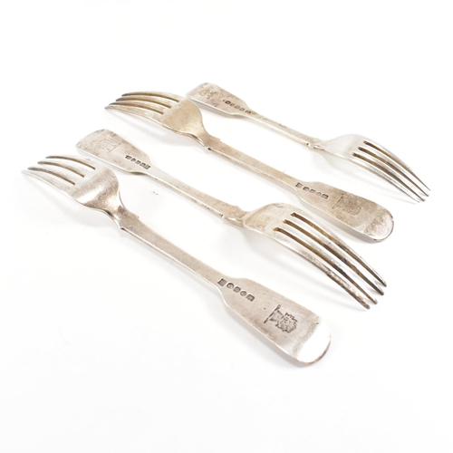 185 - A collection of four hallmarked early Victorian silver forks. One spoon hallmarked London 1839. Make... 