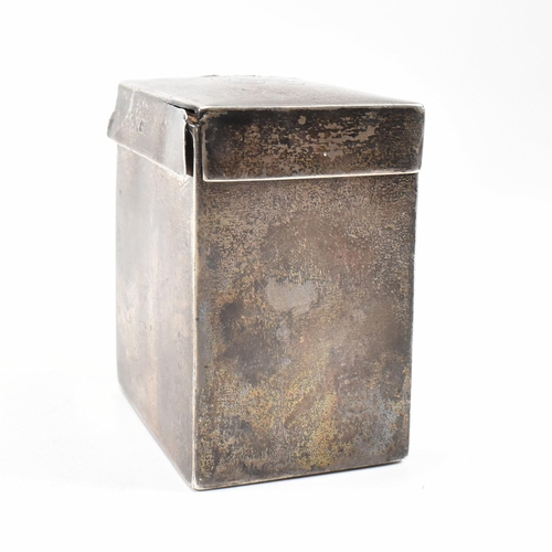 195 - An early 20th Century hallmarked silver wood lined card box. TheÿGeorge V playing card box inscribed... 