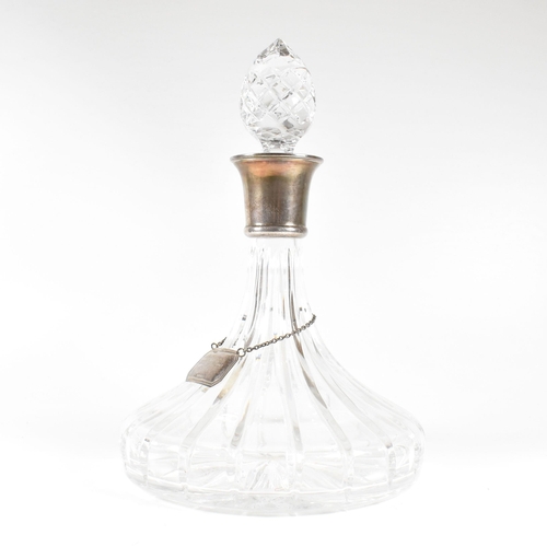 209 - A silver mounted ships decanter complete with stopper and decanter label. Hallmarked Robert Carr (RC... 