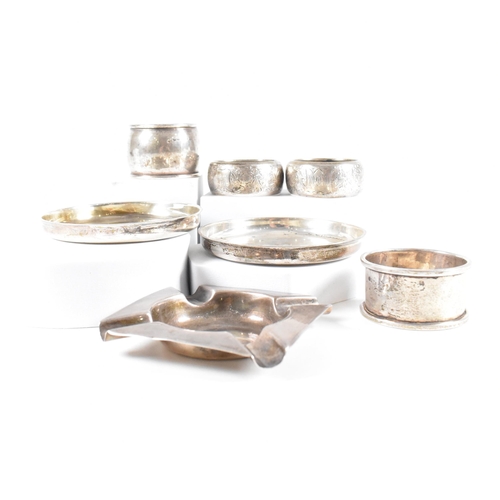 25 - A collection of hallmarked silver items. The lot to include a pair of Victorian trinket dishes. The ... 