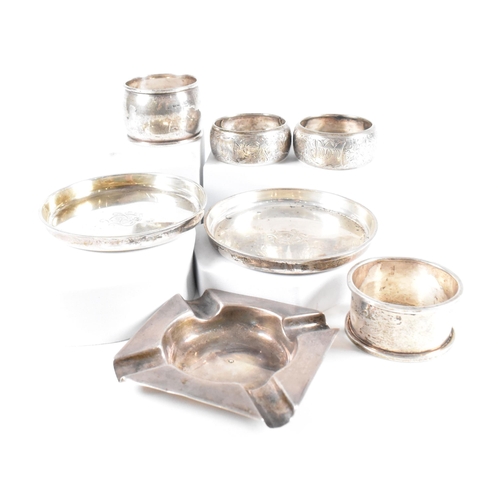 25 - A collection of hallmarked silver items. The lot to include a pair of Victorian trinket dishes. The ... 