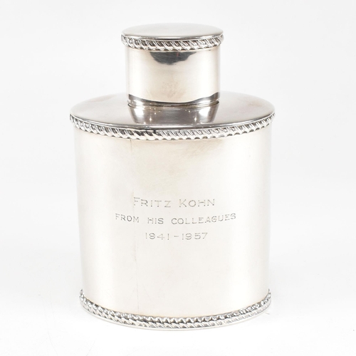 3 - A Victorian hallmarked silver teapoy tea caddy. The Victorian tea caddy having dedication to front '... 