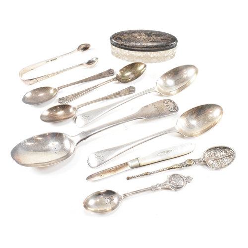 32 - A collection of hallmarked silver items. The lot to include a George VI table spoon, hallmarked for ... 