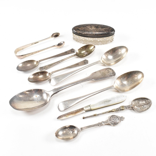 32 - A collection of hallmarked silver items. The lot to include a George VI table spoon, hallmarked for ... 