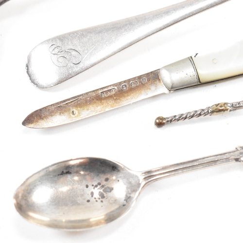 32 - A collection of hallmarked silver items. The lot to include a George VI table spoon, hallmarked for ... 