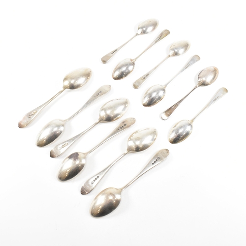 63 - Two sets of six hallmarked silver tea spoons with one Georgian set and a Victorian Set. The Victoria... 