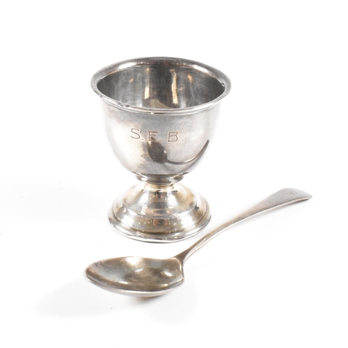 64 - A collection of hallmarked silver and white metal items. The lot to include a Vintage cased Christen... 