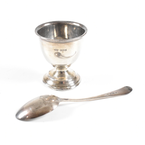 64 - A collection of hallmarked silver and white metal items. The lot to include a Vintage cased Christen... 