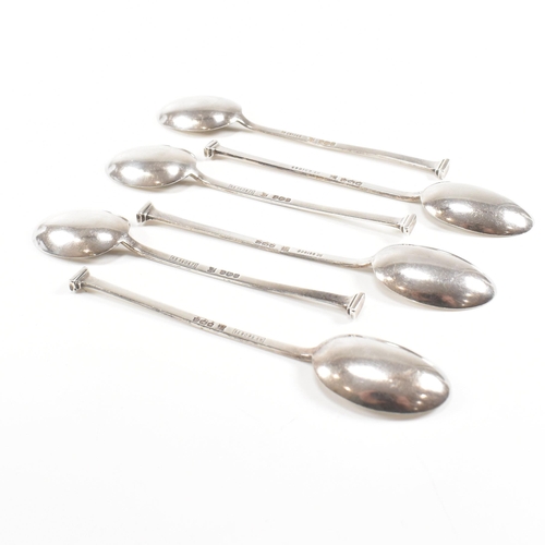 66 - A hallmarked silver desk (AF) set and cased set of silver spoons. The desk set comprising of a hallm... 