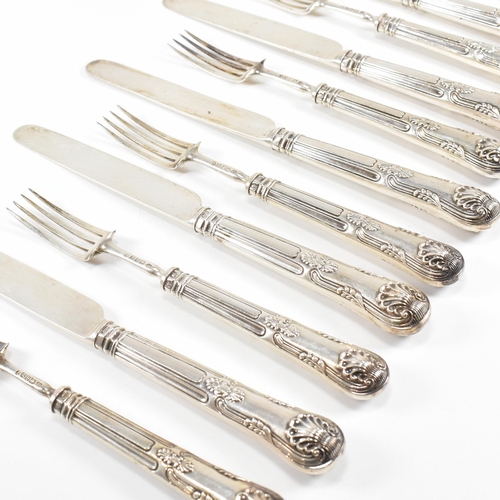 67 - A set of six George IV hallmarked silver dessert knives and forks. The Georgian flatware set having ... 