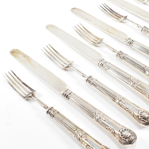 67 - A set of six George IV hallmarked silver dessert knives and forks. The Georgian flatware set having ... 