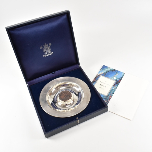 70 - A limited edition Royal Mint Britannia hallmarked silver coin dish. The trinket dish having a textur... 