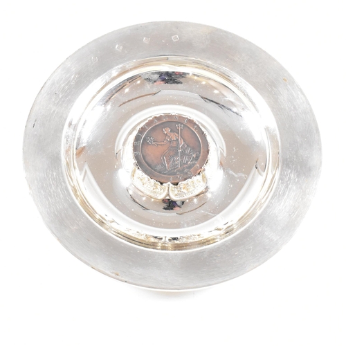 70 - A limited edition Royal Mint Britannia hallmarked silver coin dish. The trinket dish having a textur... 