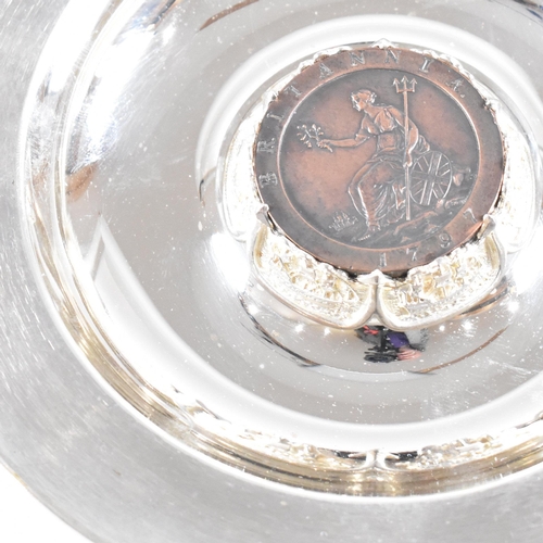 70 - A limited edition Royal Mint Britannia hallmarked silver coin dish. The trinket dish having a textur... 