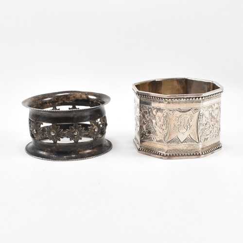 80 - A collection of hallmarked silver items. The lot to include an Edward VII cased napkin ring of octag... 