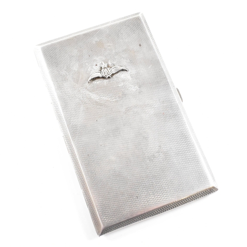 83 - A silver hallmarked RAF crested cigarette case. Engine turned with RAF crest to centre. Hallmarked f... 