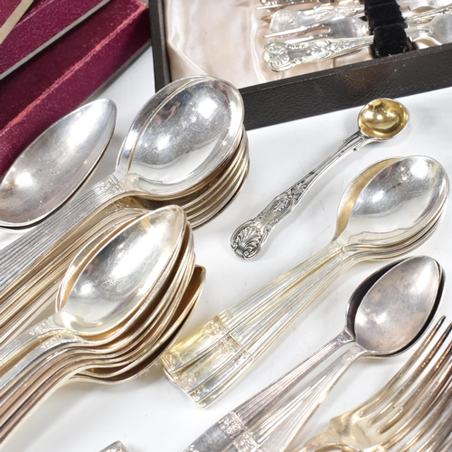 88 - A large collection of silver plated flatware. The lot to include a include a set of six silver plate... 