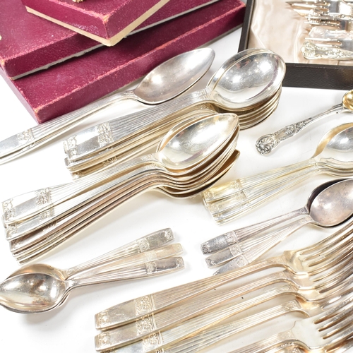 88 - A large collection of silver plated flatware. The lot to include a include a set of six silver plate... 