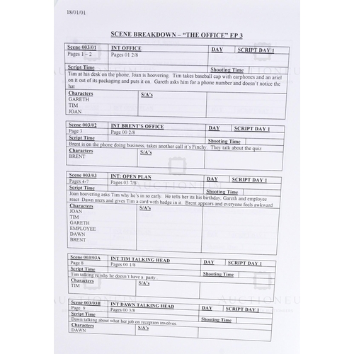 142 - The Office (BBC Sitcom 2001-2003) - an original production used script for the ground-breaking Ricky... 