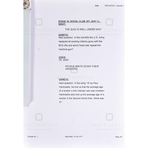 142 - The Office (BBC Sitcom 2001-2003) - an original production used script for the ground-breaking Ricky... 