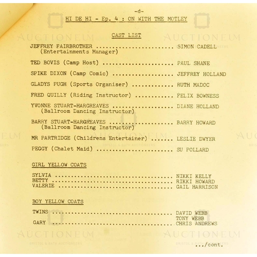 162 - Hi De Hi (BBC Sitcom 1980-1988) - an original production used camera script for the Second Series ep... 