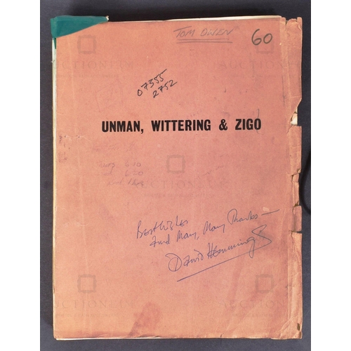 21 - From The Estate Of Tom Owen (1949-2022) - Unman, Wittering and Zigo (1971 British thriller film) - O... 