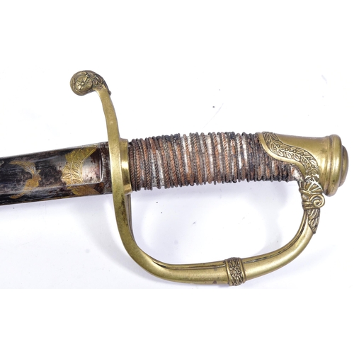 170 - A 19th Century French 1821 pattern Infantry Officers sabre / sword. Flat brass pommel, two band bras... 