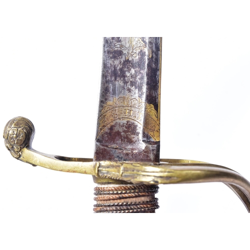 170 - A 19th Century French 1821 pattern Infantry Officers sabre / sword. Flat brass pommel, two band bras... 