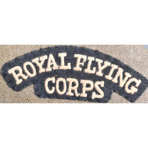 177 - A WWI First World War RFC Royal Flying Corps officers uniform shoulder title. The patch mounted to a... 