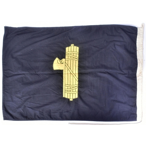 183 - An original WWII Second World Italian Fascist flag. Black with the fasces in bright yellow and bold ... 