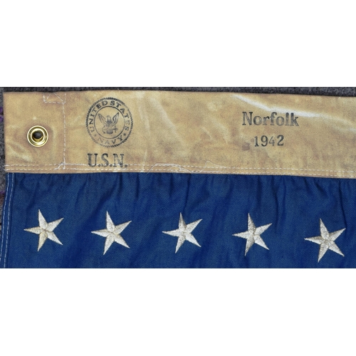 187 - A WWII Second World War USN United States Navy flag. The flag of typical form, with x48 individually... 