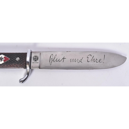 221 - A WWII Second World War Third Reich Nazi German HJ Hitler Youth dagger. The dagger with hooked pomme... 