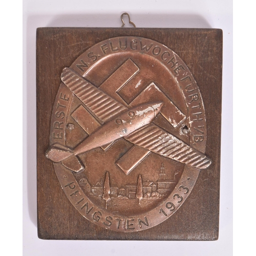 223 - A WWII Second World War Third Reich Nazi German Luftwaffe N.S.F.K plaque awarded for taking part in ... 