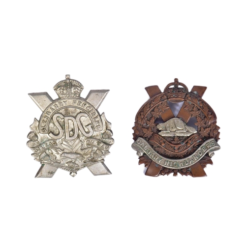 227 - Two Canadian military uniform cap badges comprising the Calgary Highlanders and Glengarry Fencibles.