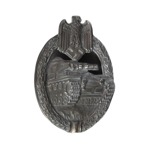 240 - A WWII Second World War Third Reich Nazi German armoured division Panzer medal / badge. The oval bad... 