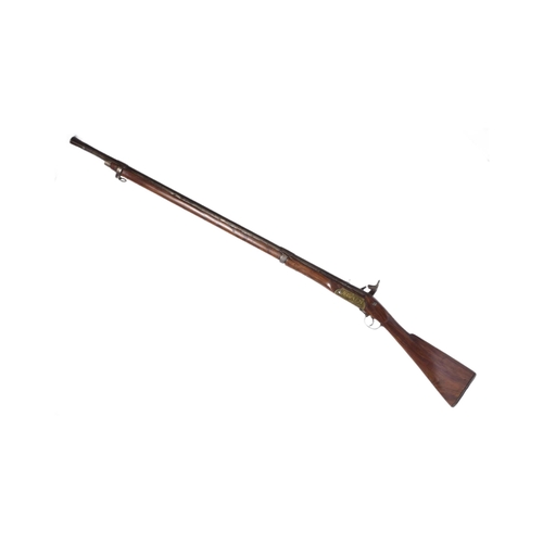 266 - A 19th Century US United States Hawken / Kentucky style flintlock percussion hammer action rifle. Me... 