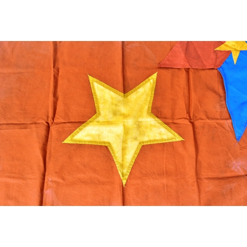 274 - A Vietnam War era N.V.A North Vietnamese Army flag with yellow linen star along with some Vietcong b... 