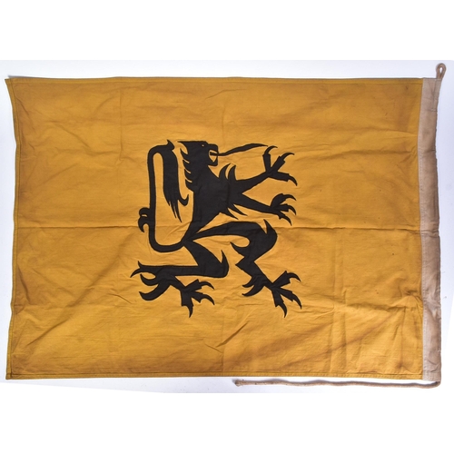 288 - A WWII Second World War Flemish Fascist battle flag. Yellow embroidered with a black Lion. Dated to ... 