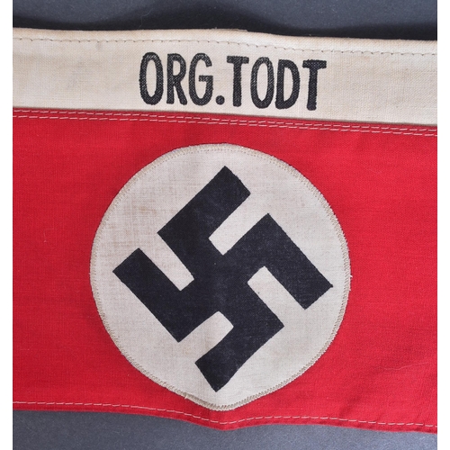 292 - A WWII Second World War Third Reich Nazi German Org Todt / Organisation Todt armband. Red with a sti... 