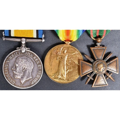 309 - A WWI First World War medal trio awarded to one 7201 Pte F. C. Stay of the Royal Irish Rifles along ... 