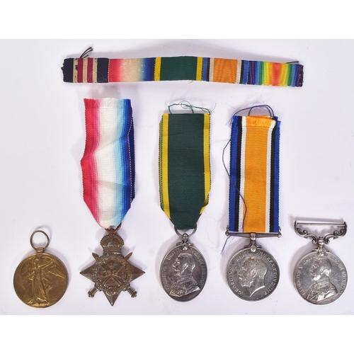 325 - A WWI First World War medal group to one 20111 EA Williams of the Royal Army Medical Corps RAMC, com... 