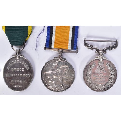 325 - A WWI First World War medal group to one 20111 EA Williams of the Royal Army Medical Corps RAMC, com... 