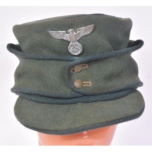 330 - A WWII Second World War Third Reich Nazi German Forestry Service M43 cap. Khaki green wool with a da... 