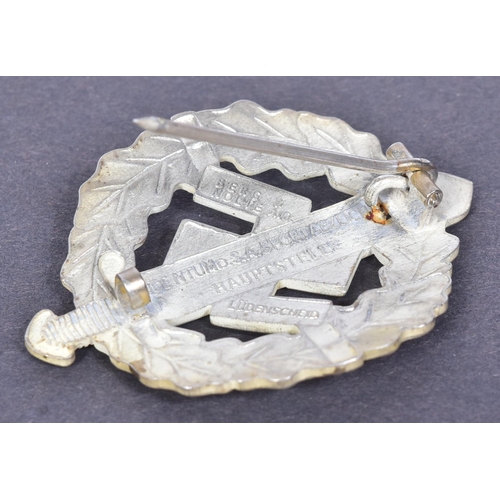 346 - A WWII Second World War Third Reich Nazi German SA Sports Badge. A silver grade example depicting a ... 