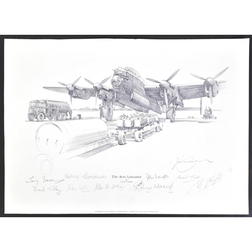 359 - WWII Second World War Interest - x2 Lancaster Bomber related autographed prints. The first 'Wellingt... 